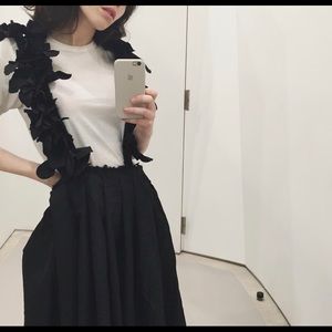 ❌‼️SOLD‼️❌ CDG PINAFORE CRISS-CROSS RUFFLE DRESS